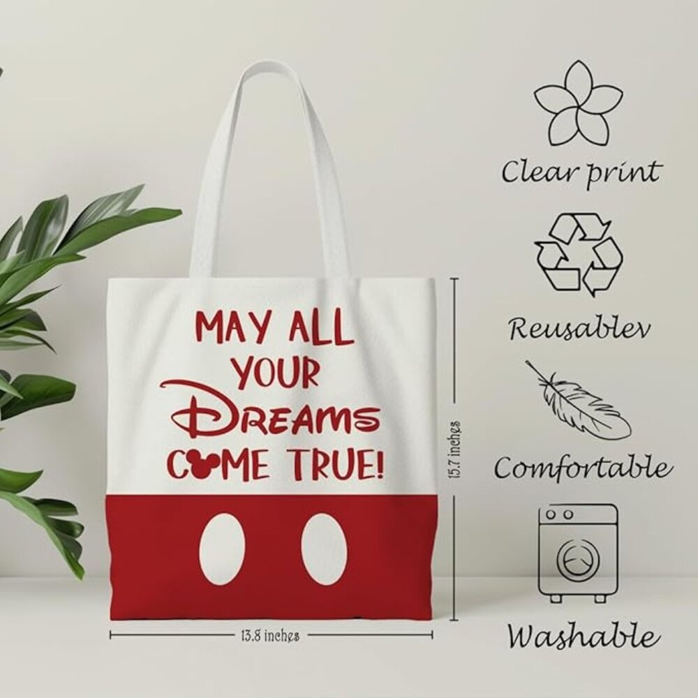 Disney Reusable Canvas Tote Bag, May All Your Dreams Come True! - Picture 2 of 3